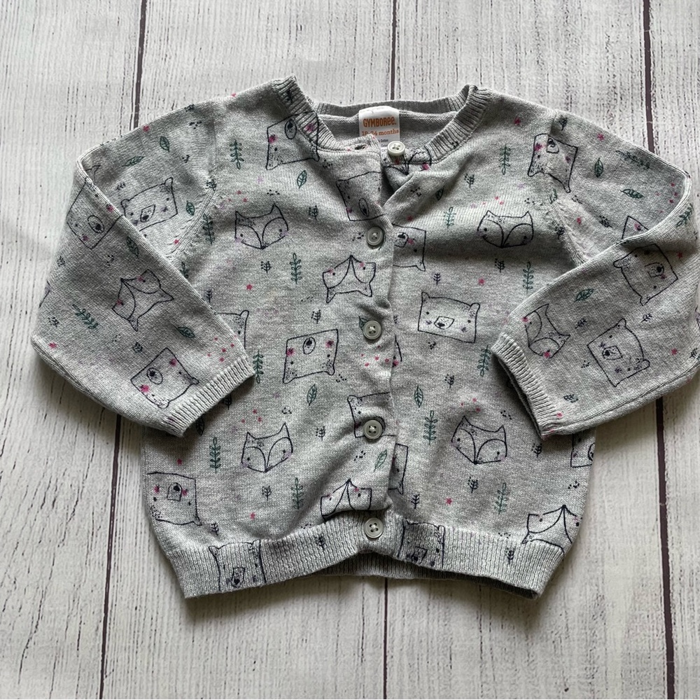 Gymboree Woodland Weekend Grey Forest Cardigan Size 18-24 months
